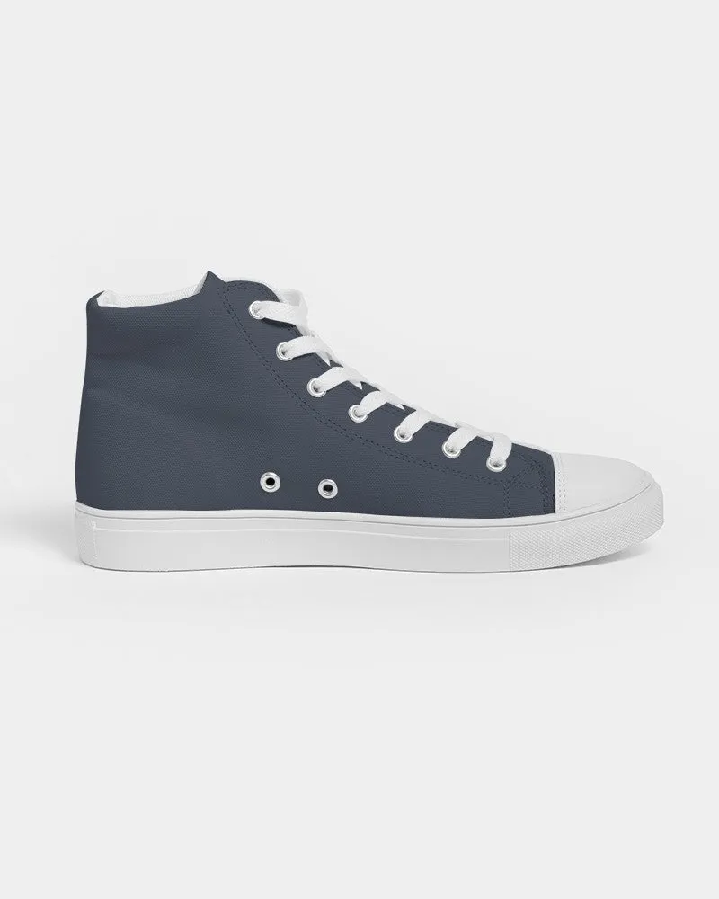 Dark Blue Women's High-top Canvas Sneakers | Women's | Dark Pale Pastel Blue | C30M15Y0K80