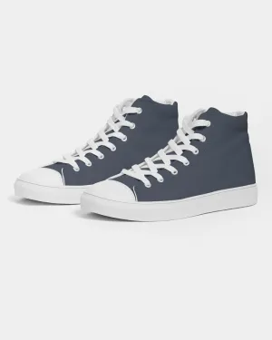 Dark Blue Women's High-top Canvas Sneakers | Women's | Dark Pale Pastel Blue | C30M15Y0K80