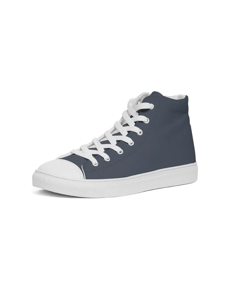 Dark Blue Women's High-top Canvas Sneakers | Women's | Dark Pale Pastel Blue | C30M15Y0K80