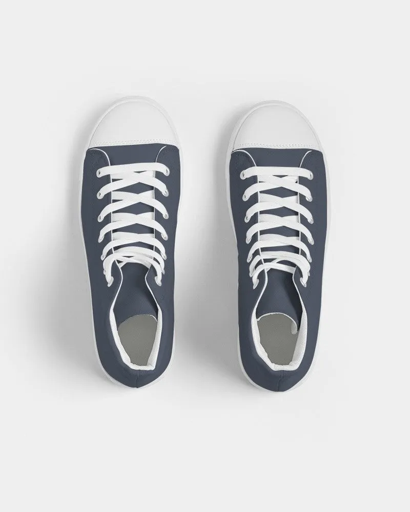 Dark Blue Women's High-top Canvas Sneakers | Women's | Dark Pale Pastel Blue | C30M15Y0K80