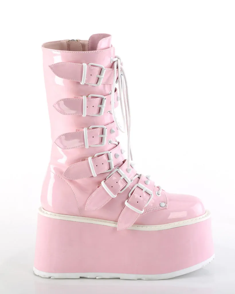 Demonia Holo Pink Damned Mid-Calf Boots