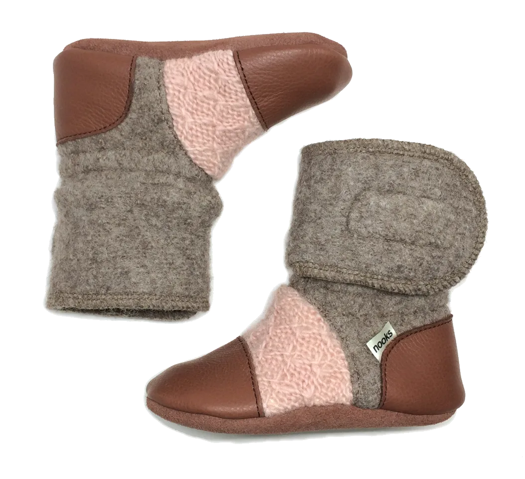 Desert Rose Felted Wool Booties