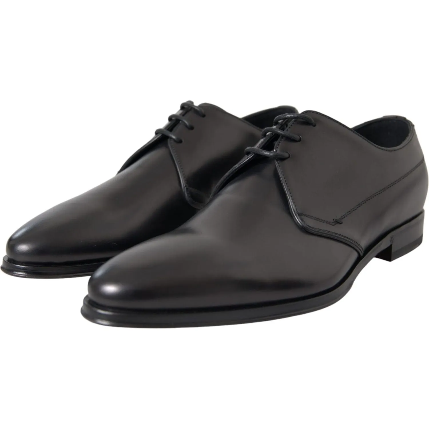 Dolce & Gabbana Black Leather Derby Formal Dress Men Shoes