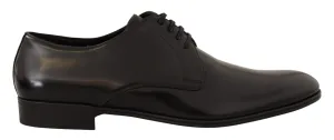 Dolce & Gabbana Black Leather Lace Up Men Dress Derby Shoes