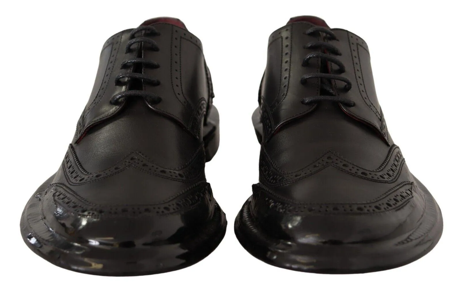 Dolce & Gabbana Black Leather Oxford Wingtip Formal Derby Shoes