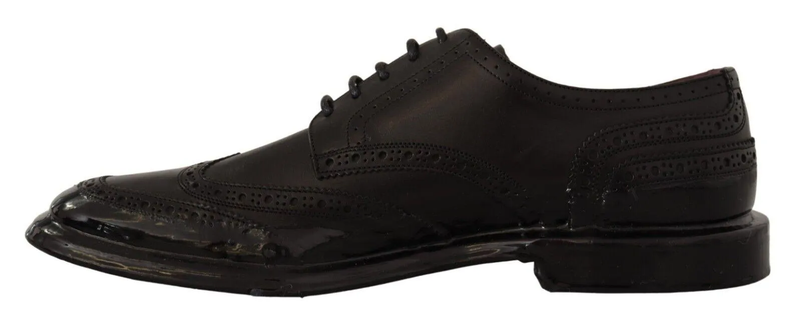 Dolce & Gabbana Black Leather Oxford Wingtip Formal Derby Shoes