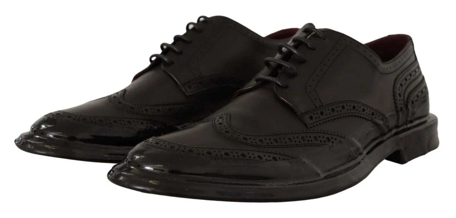 Dolce & Gabbana Black Leather Oxford Wingtip Formal Derby Shoes