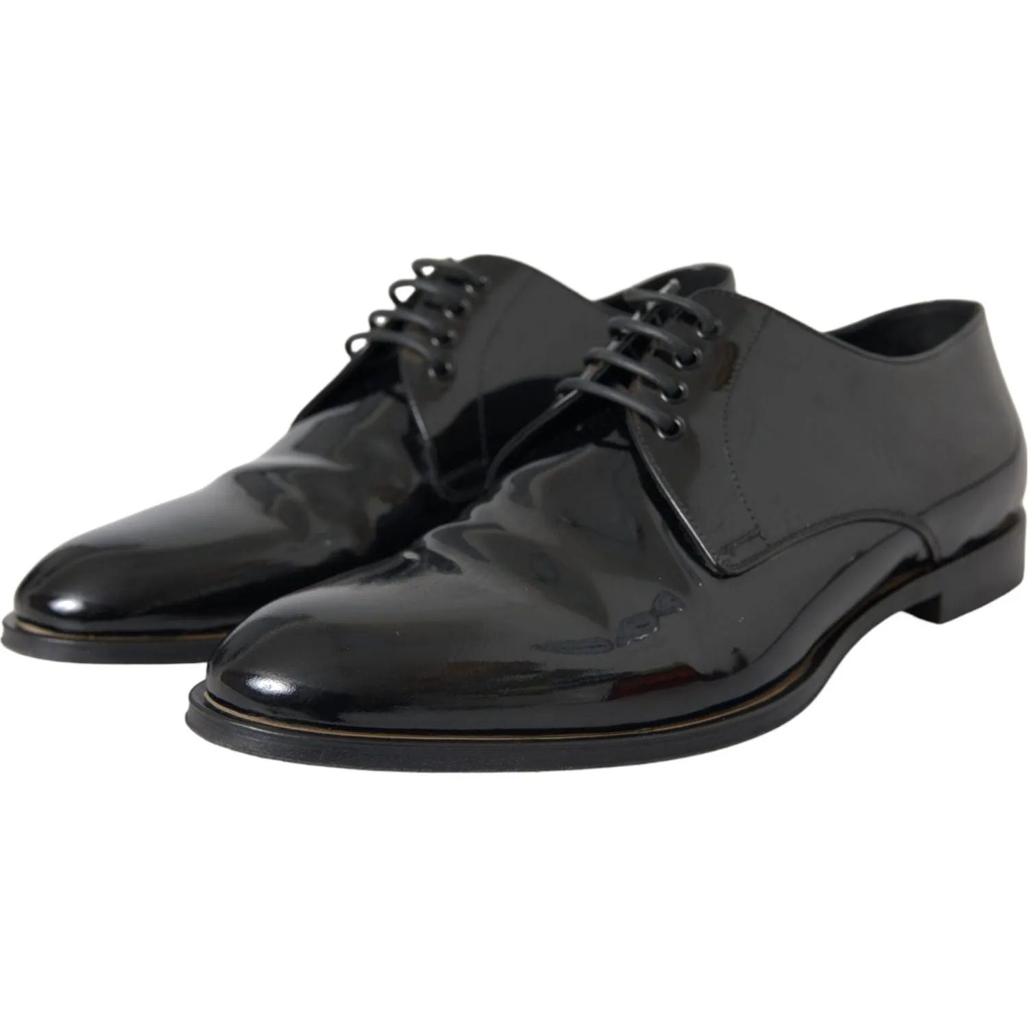 Dolce & Gabbana Black Patent Leather Derby Formal Dress Shoes