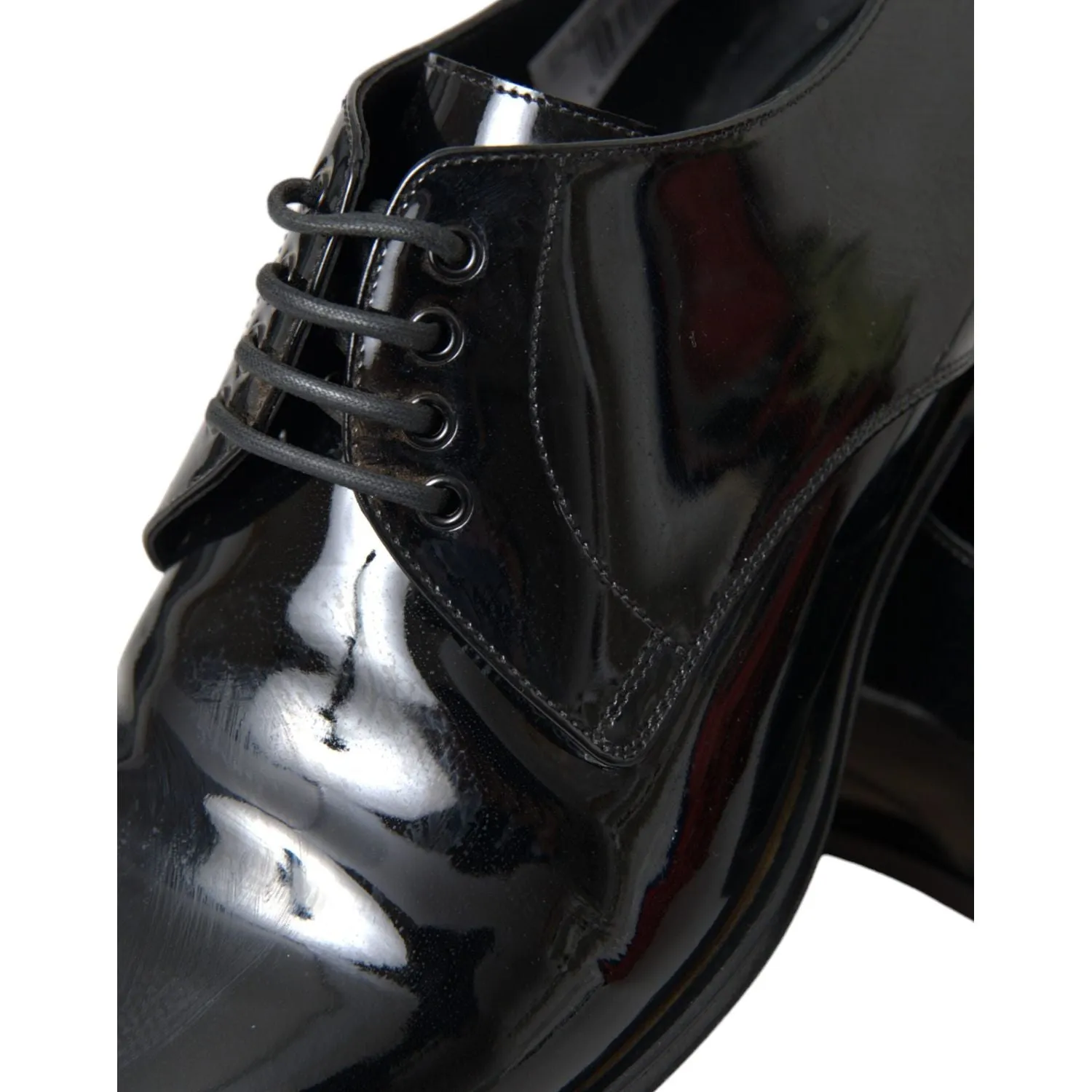 Dolce & Gabbana Black Patent Leather Derby Formal Dress Shoes