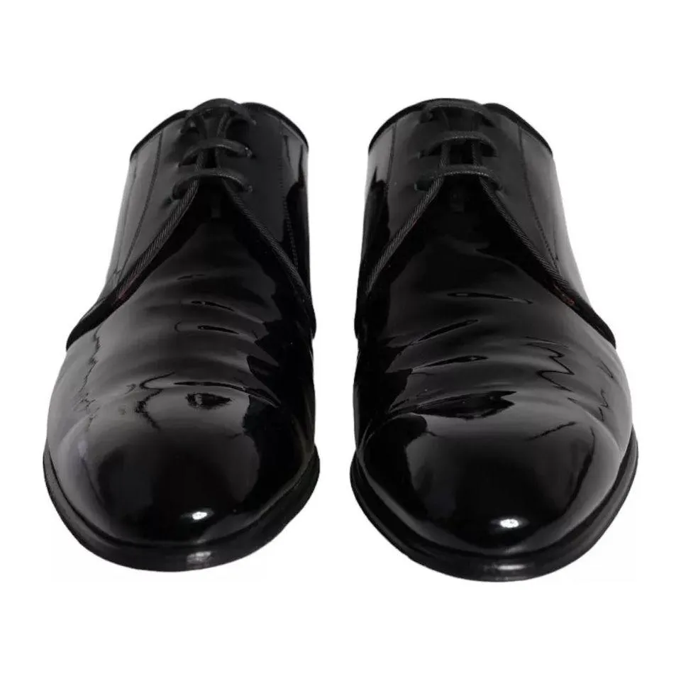 Dolce & Gabbana Black Patent Leather Derby Men Dress Shoes