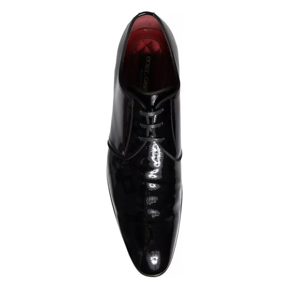 Dolce & Gabbana Black Patent Leather Derby Men Dress Shoes