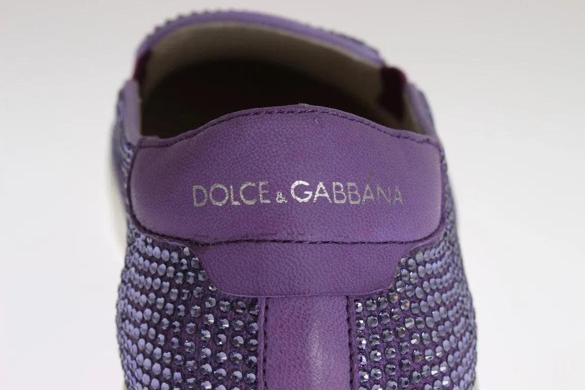 Dolce & Gabbana Purple Strass Canvas Logo Sneakers