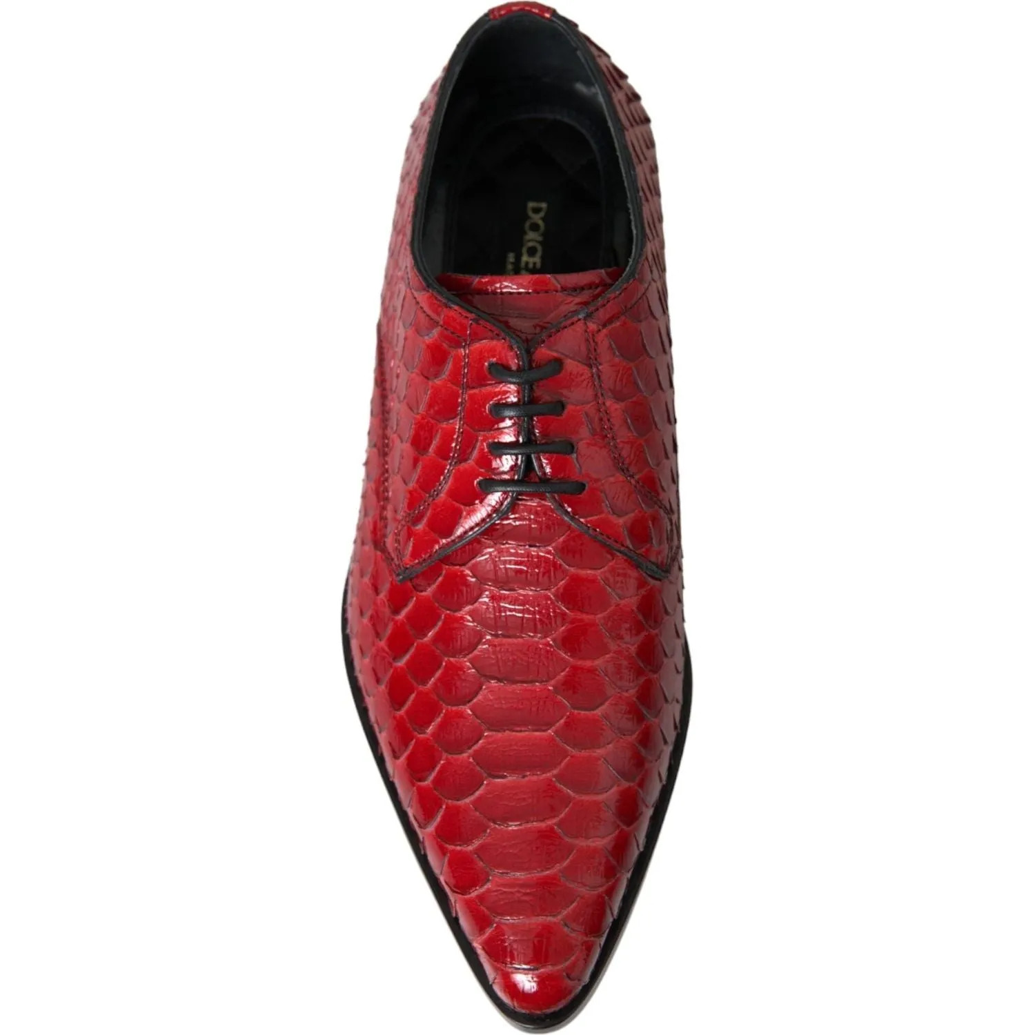 Dolce & Gabbana Red Textured Varnished Derby Men Formal Shoes