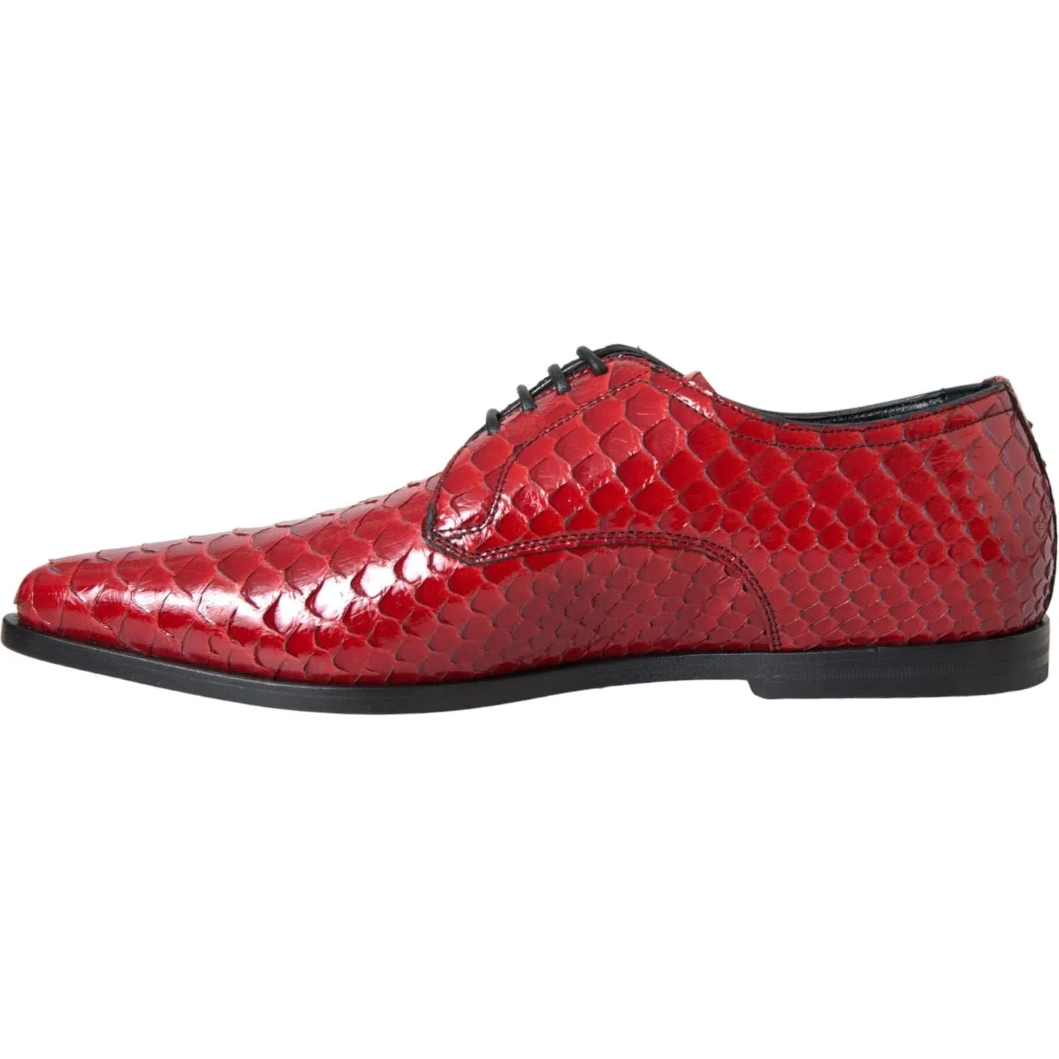 Dolce & Gabbana Red Textured Varnished Derby Men Formal Shoes