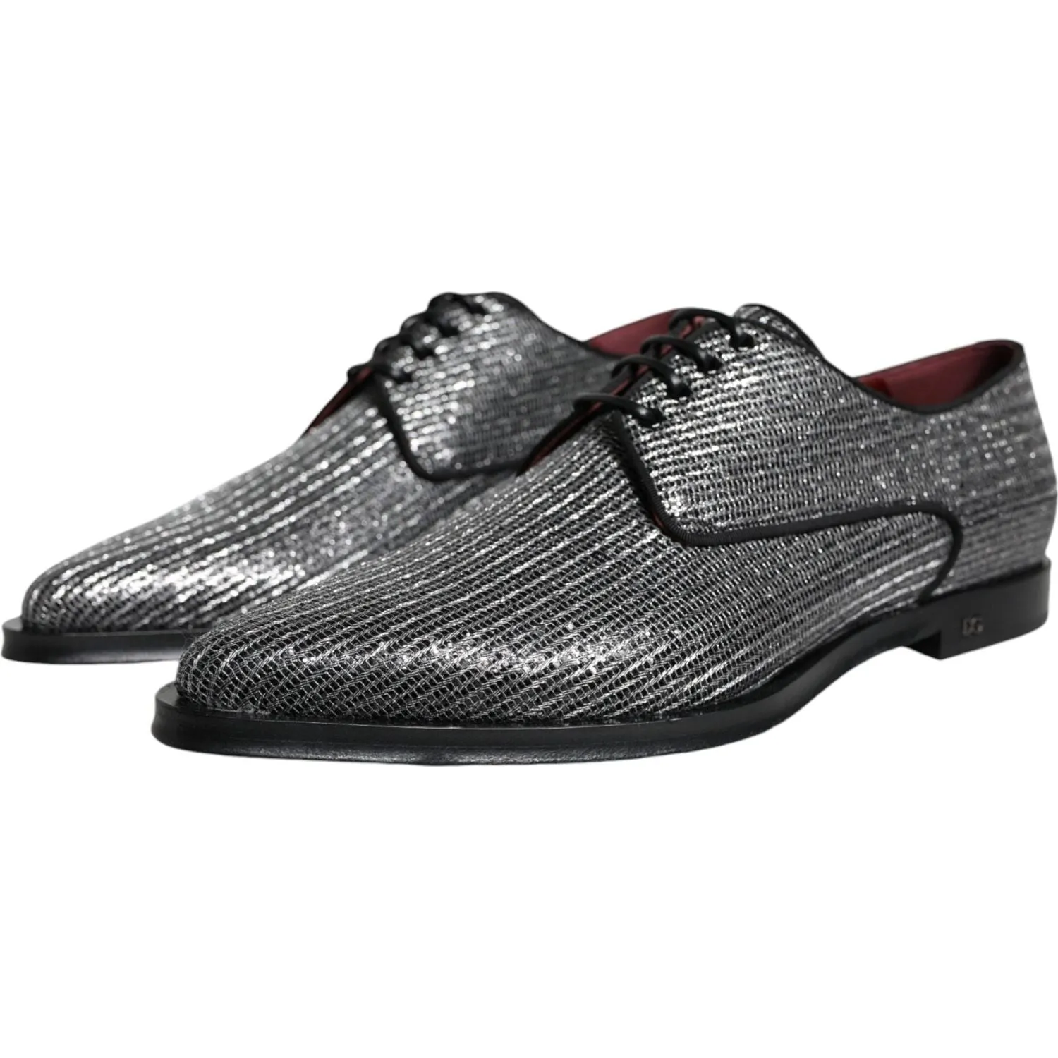 Dolce & Gabbana Silver Polyurethane Derby Formal Dress Shoes