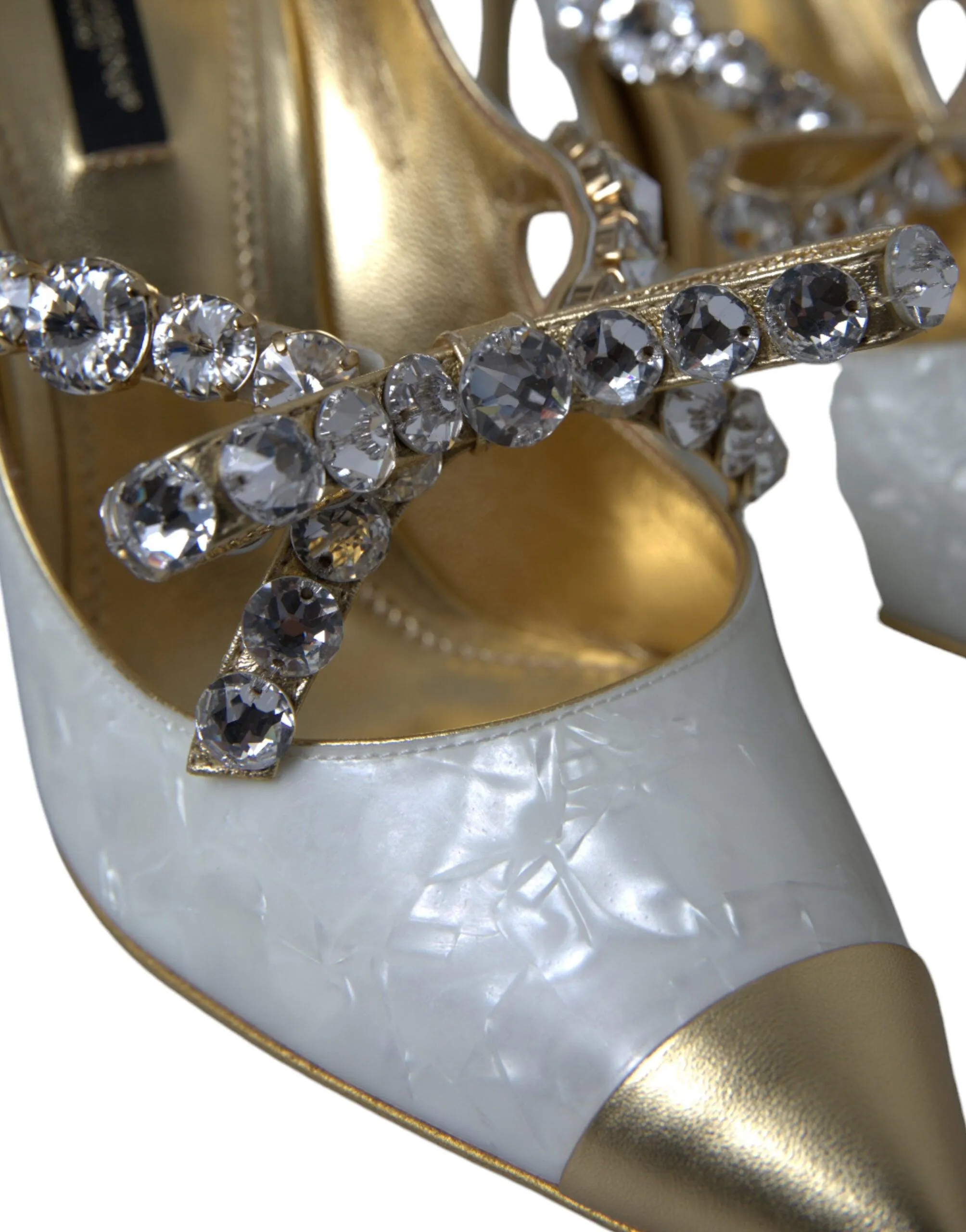 Dolce & Gabbana White Mary Jane Crystal Pearl Pumps Shoes