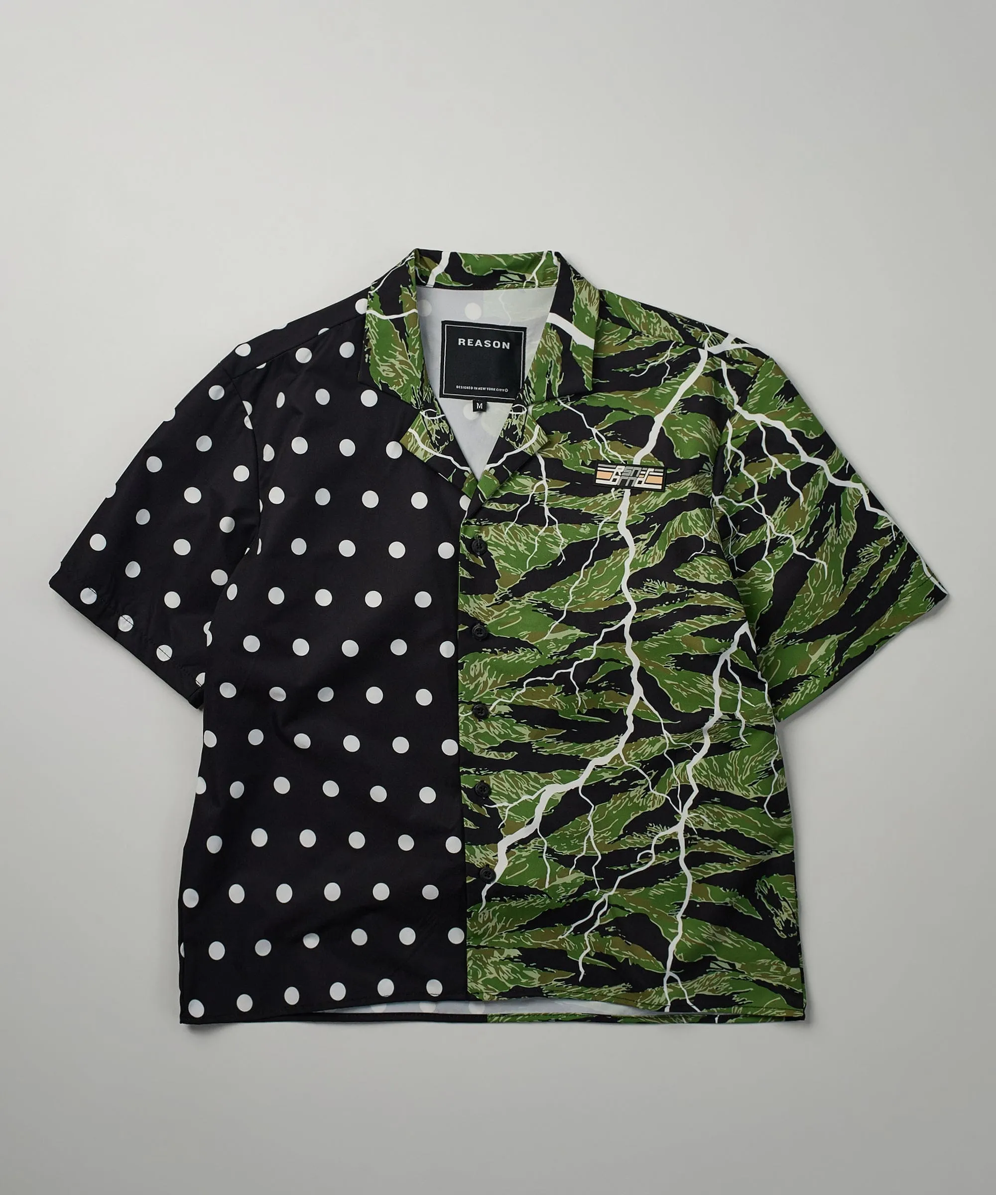 Dots And Camo Split Woven Short Sleeve Shirt