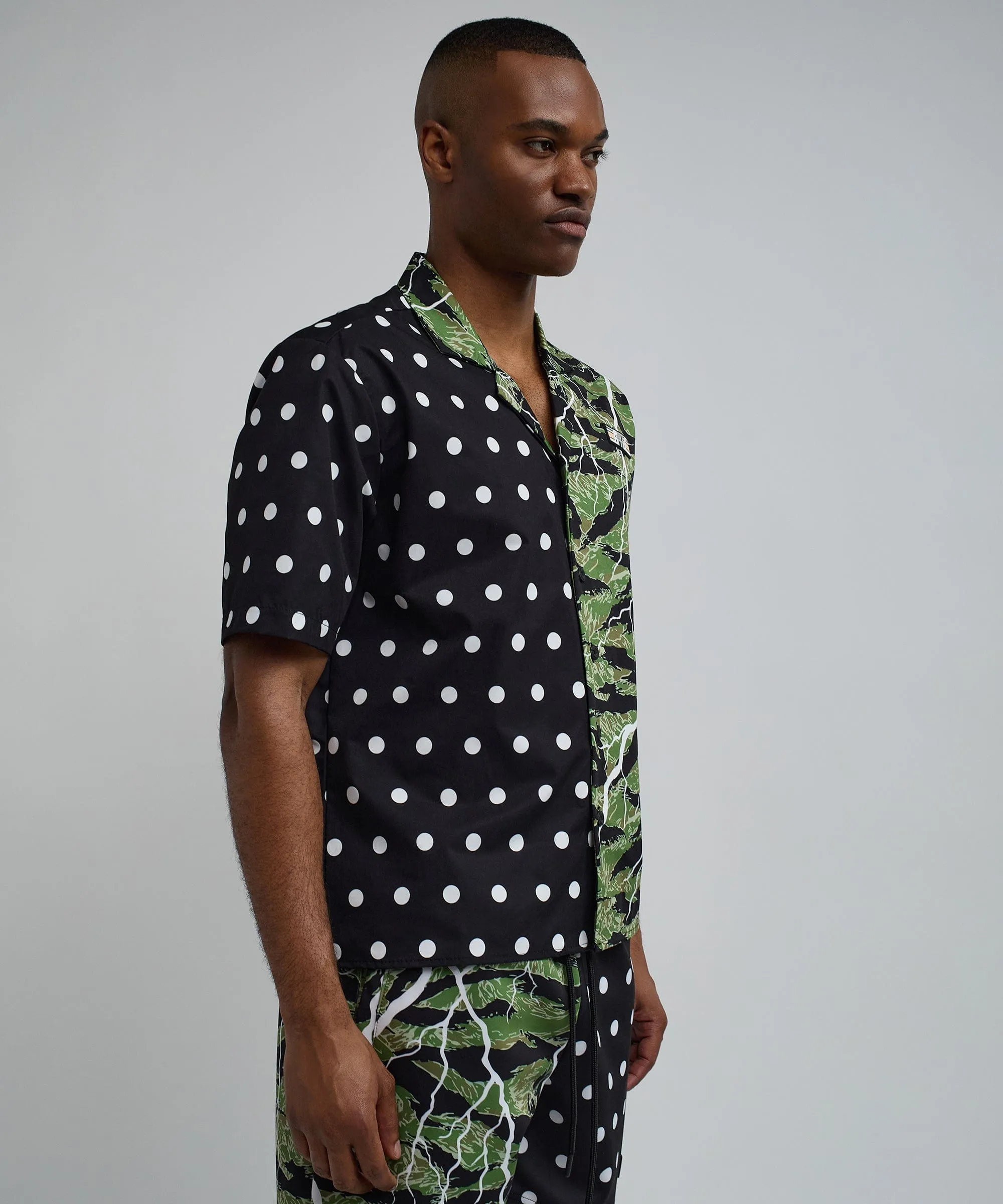 Dots And Camo Split Woven Short Sleeve Shirt