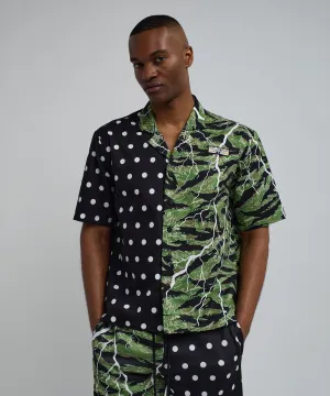 Dots And Camo Split Woven Short Sleeve Shirt