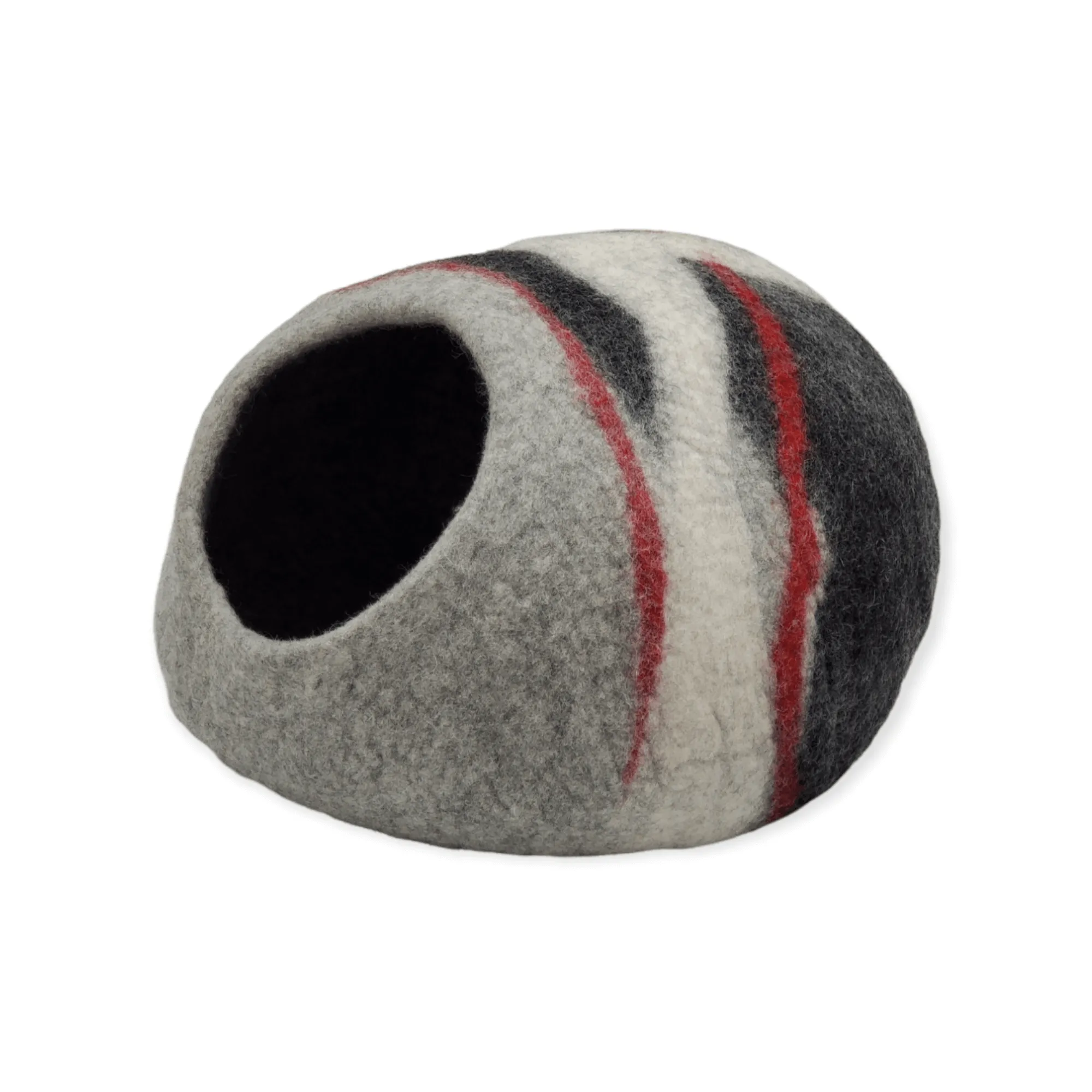 Felt Cat Cave, Gray, White and Red Marble