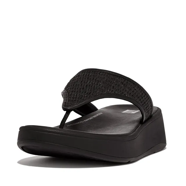 FitFlop F-mode woven-raffia flatform toe-post sandals