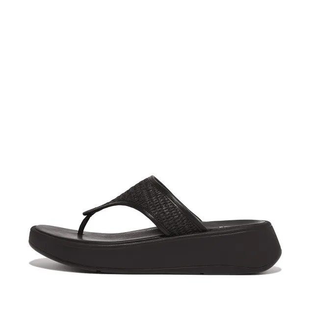 FitFlop F-mode woven-raffia flatform toe-post sandals