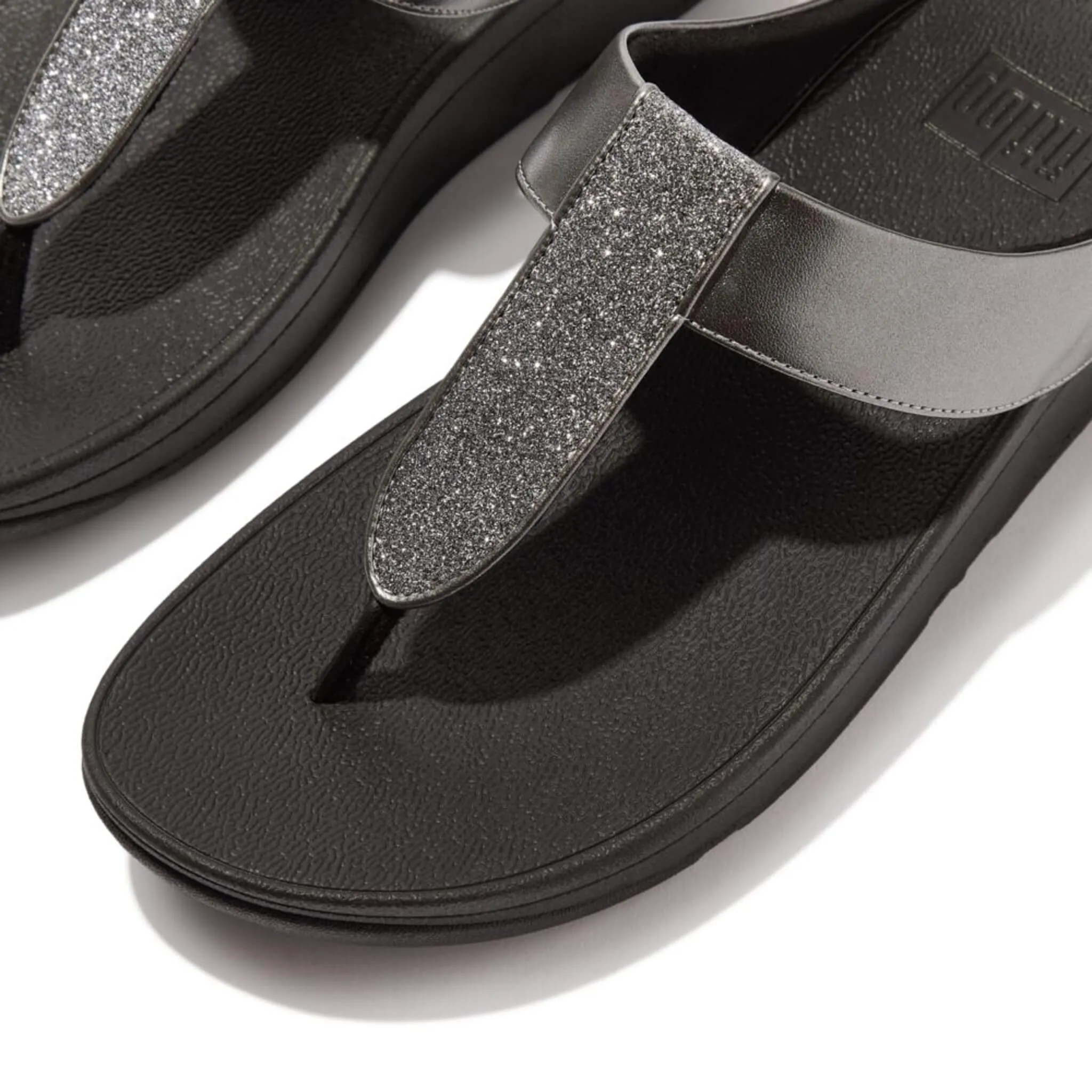 FitFlop Fino Glitterdust Metallic Sandals - Pewter