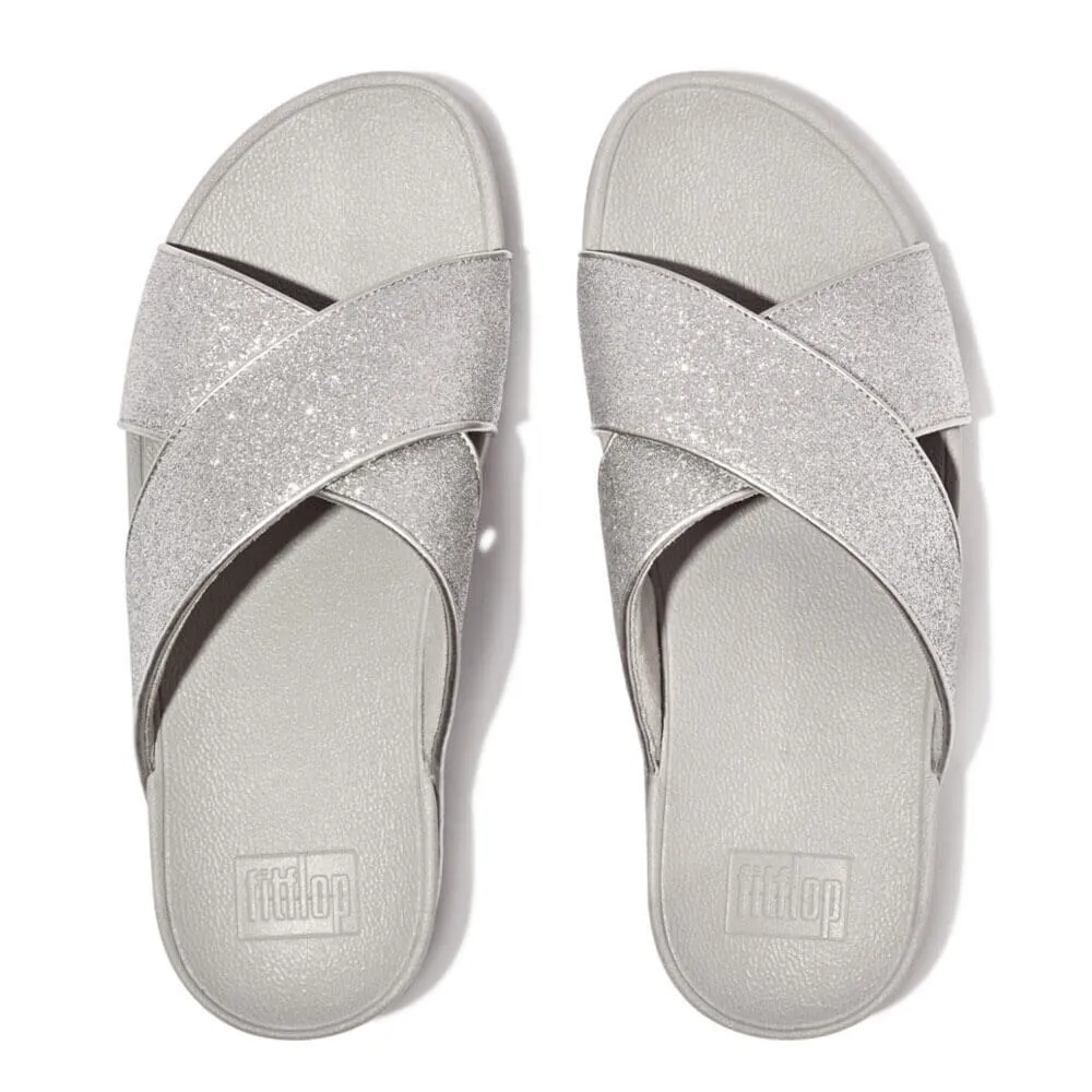 FitFlop Lulu Glitterdust Metallic Slide Sandals - Silver