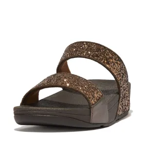 FitFlop Lulu Metallic Slide Sandals - Chocolate Metallic