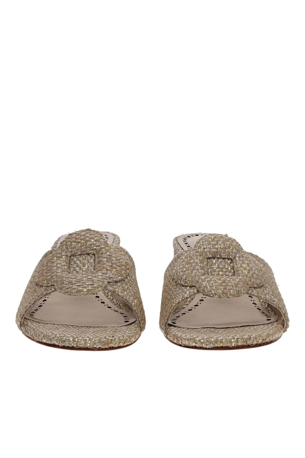 Flora Gold Metallic Raffia Mule