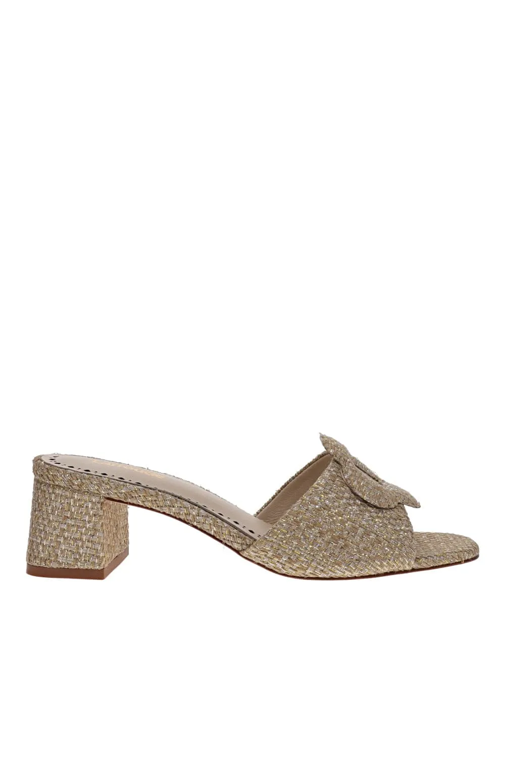 Flora Gold Metallic Raffia Mule