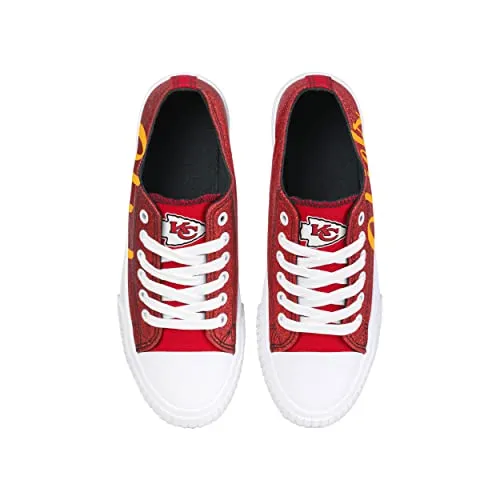 FOCO Kansas City Chiefs NFL Womens Color Glitter Canvas Shoes - 7