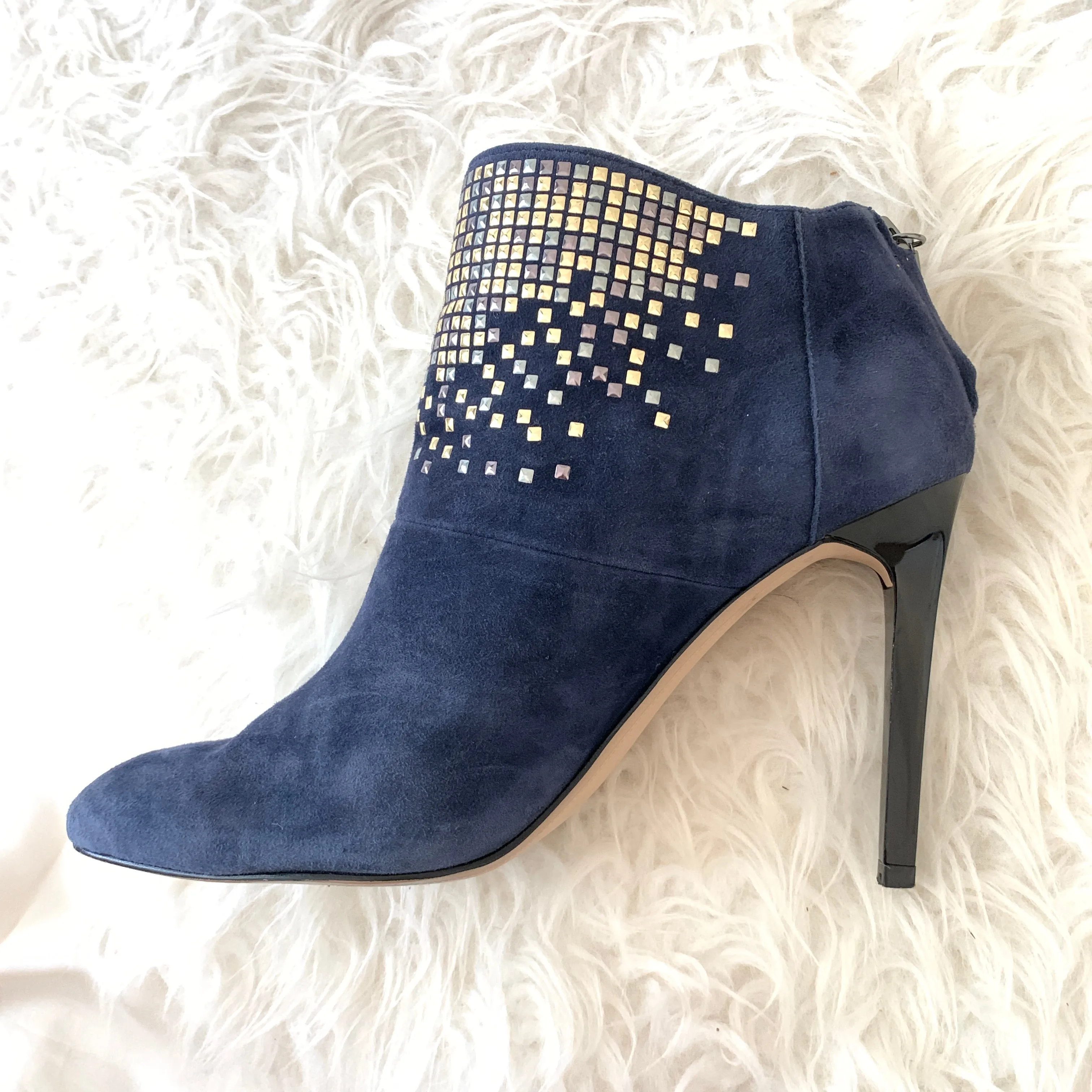 French Connection Navy Studded Monroe High Heel Booties- Size 40/ 10US