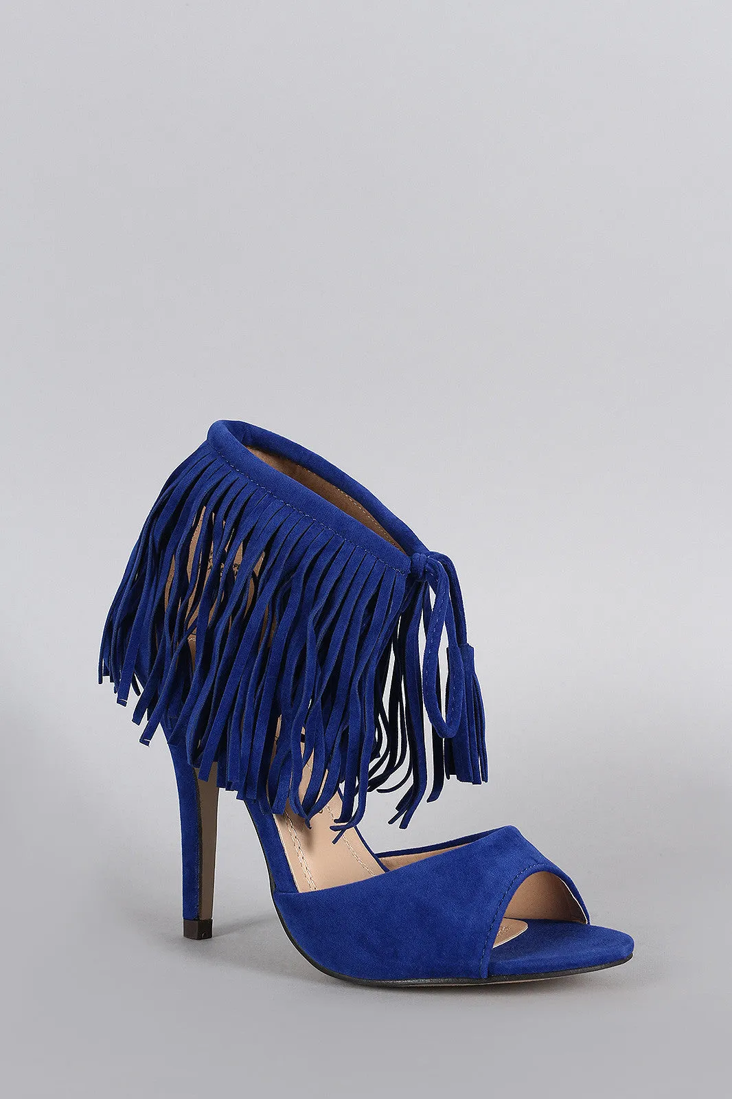 Fringe Cuff and Tassel Open Toe Heel