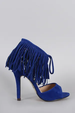 Fringe Cuff and Tassel Open Toe Heel