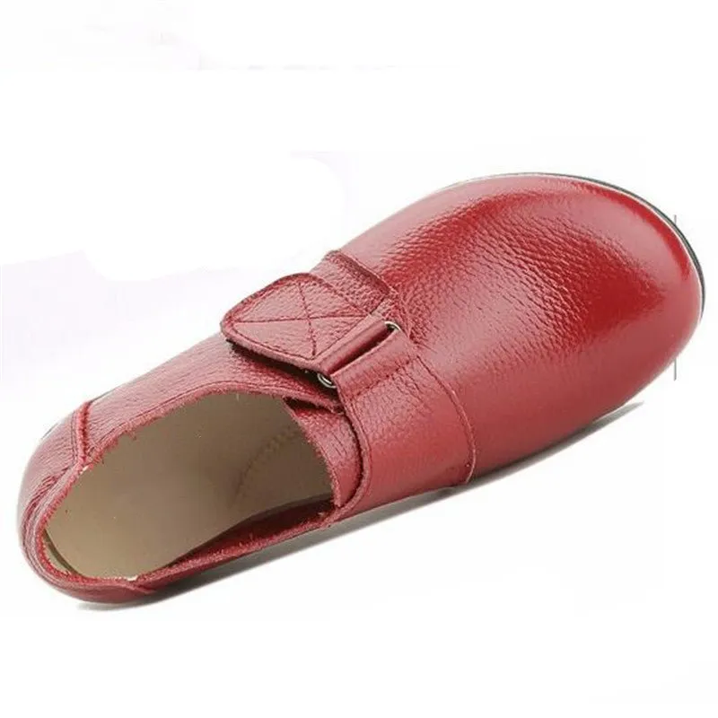 Genuine Pebble Leather Velcro-Close Slip-On Loafers - Your Choice of Warm or Regular Lining