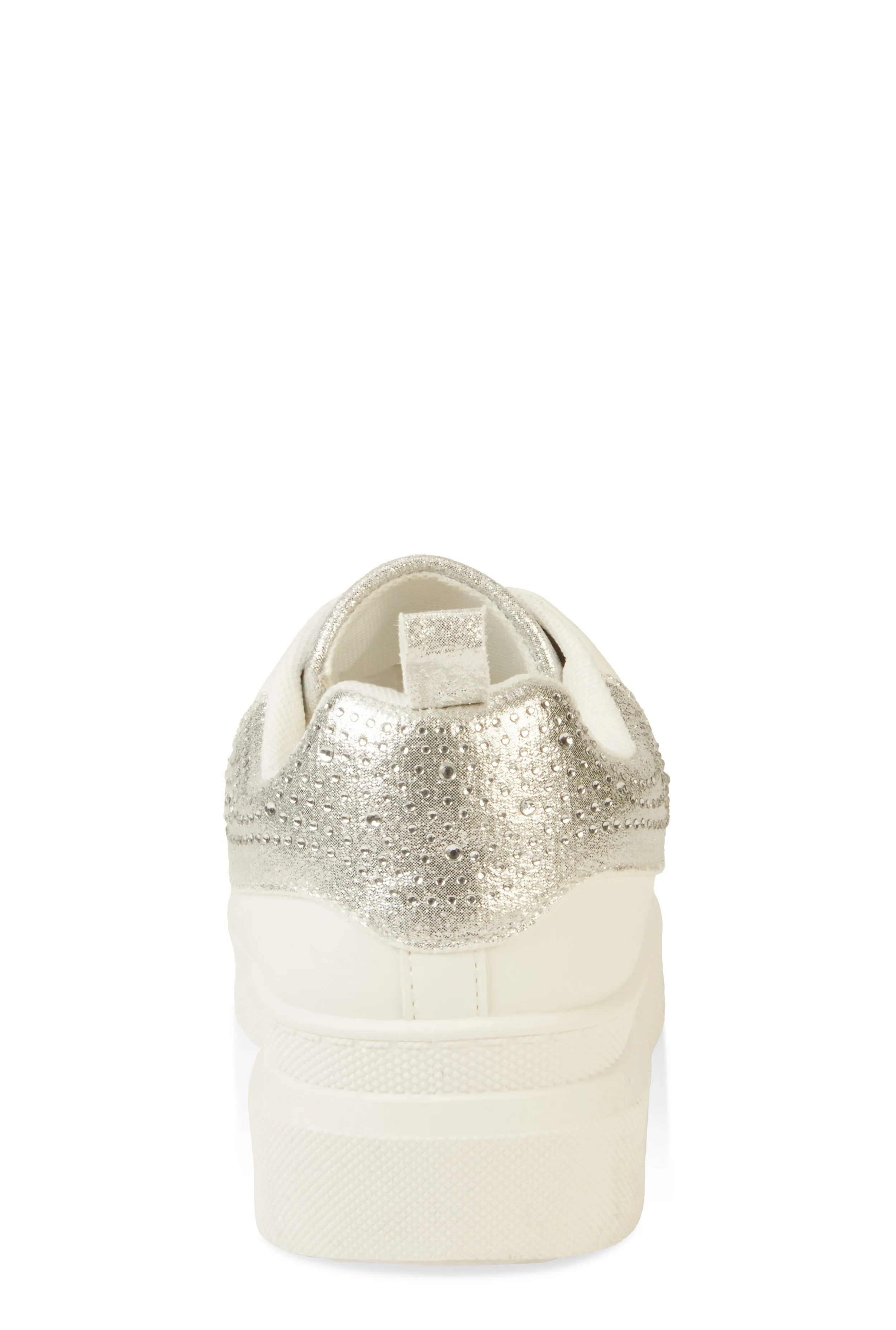 Girls Rhinestone Detail Lace Up Platform Sneakers