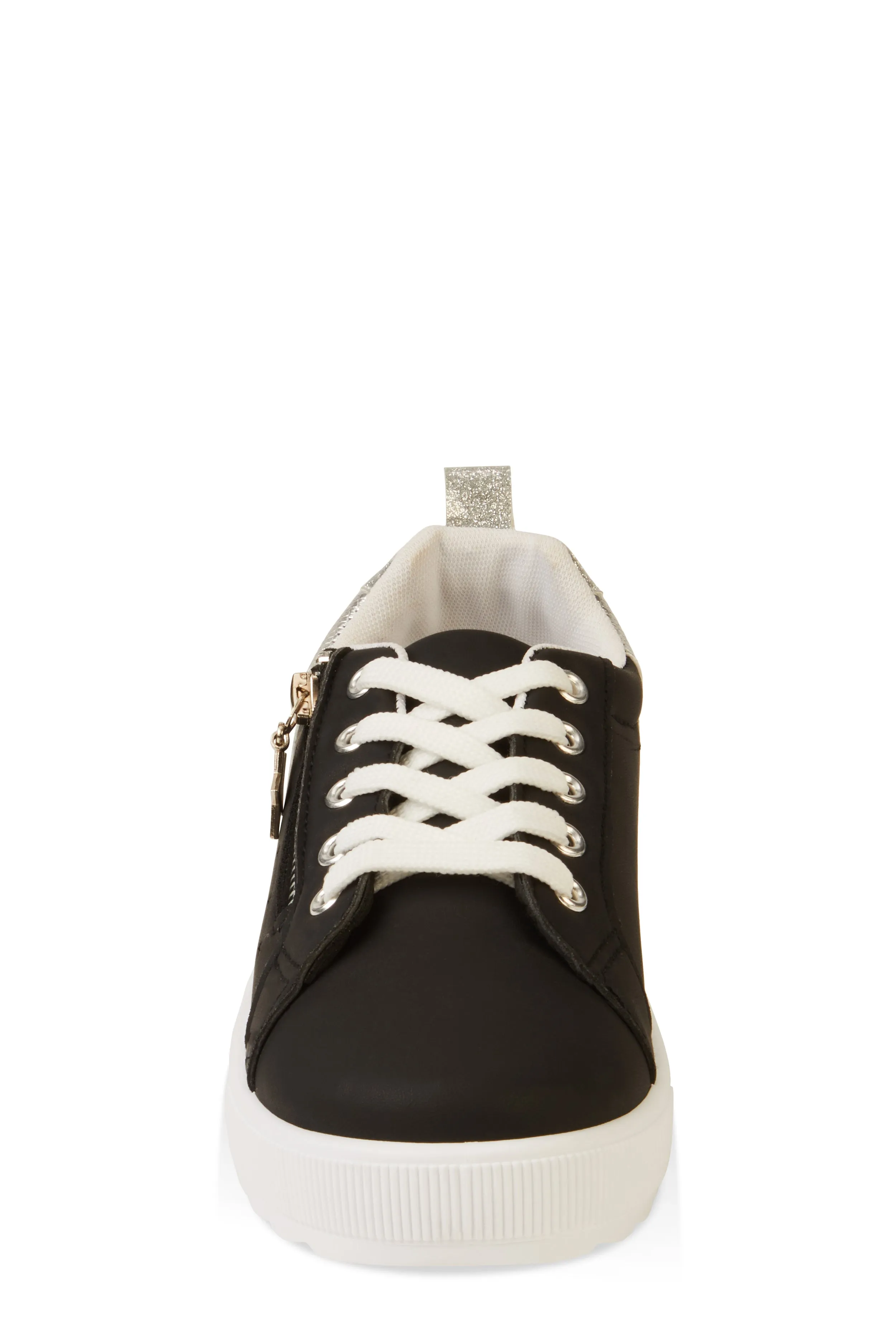 Girls Star Zipper Detail Lace Up Platform Sneakers