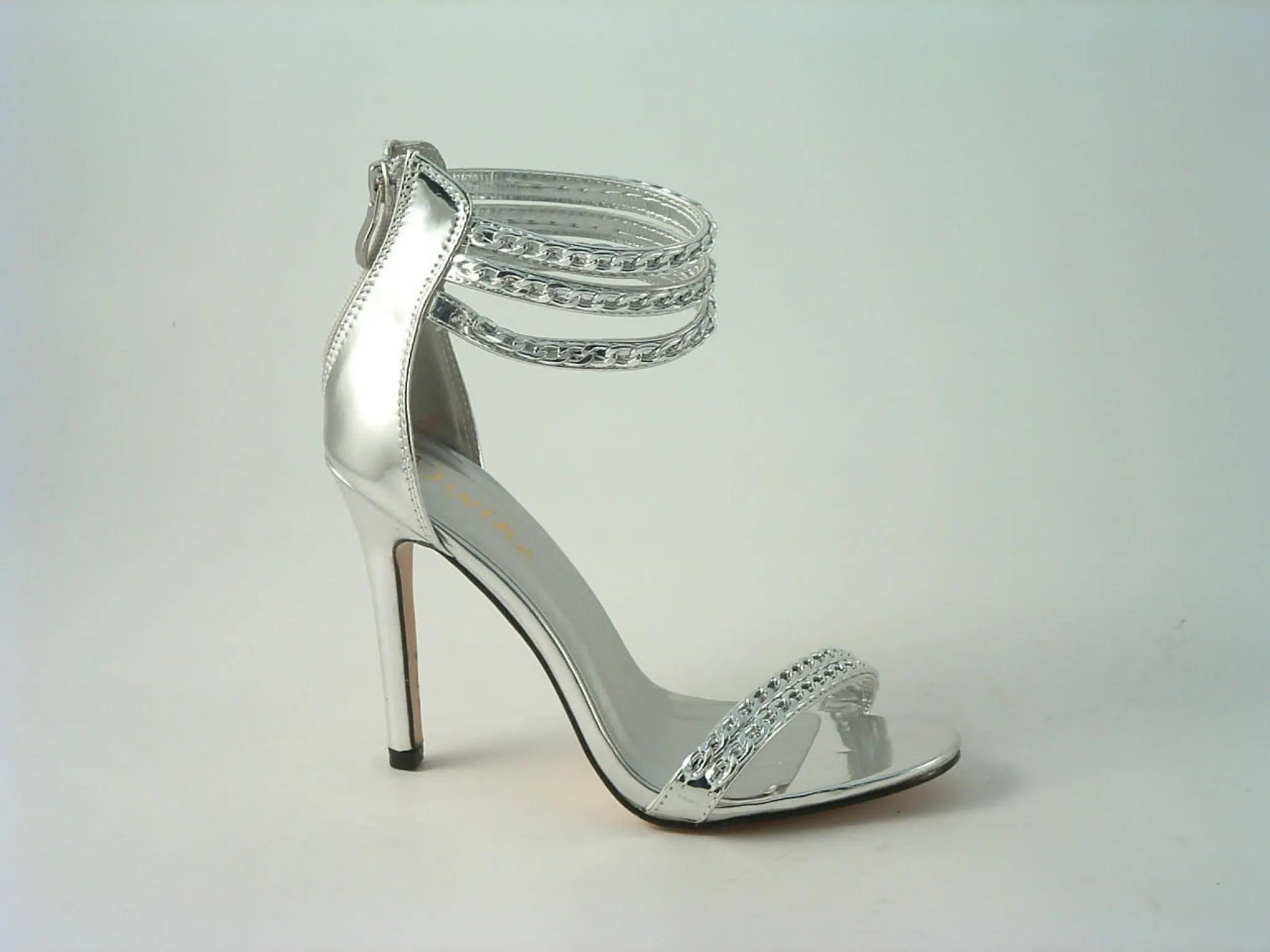 Glitz Shoes Metallic Chain Barely There Sandal Divine