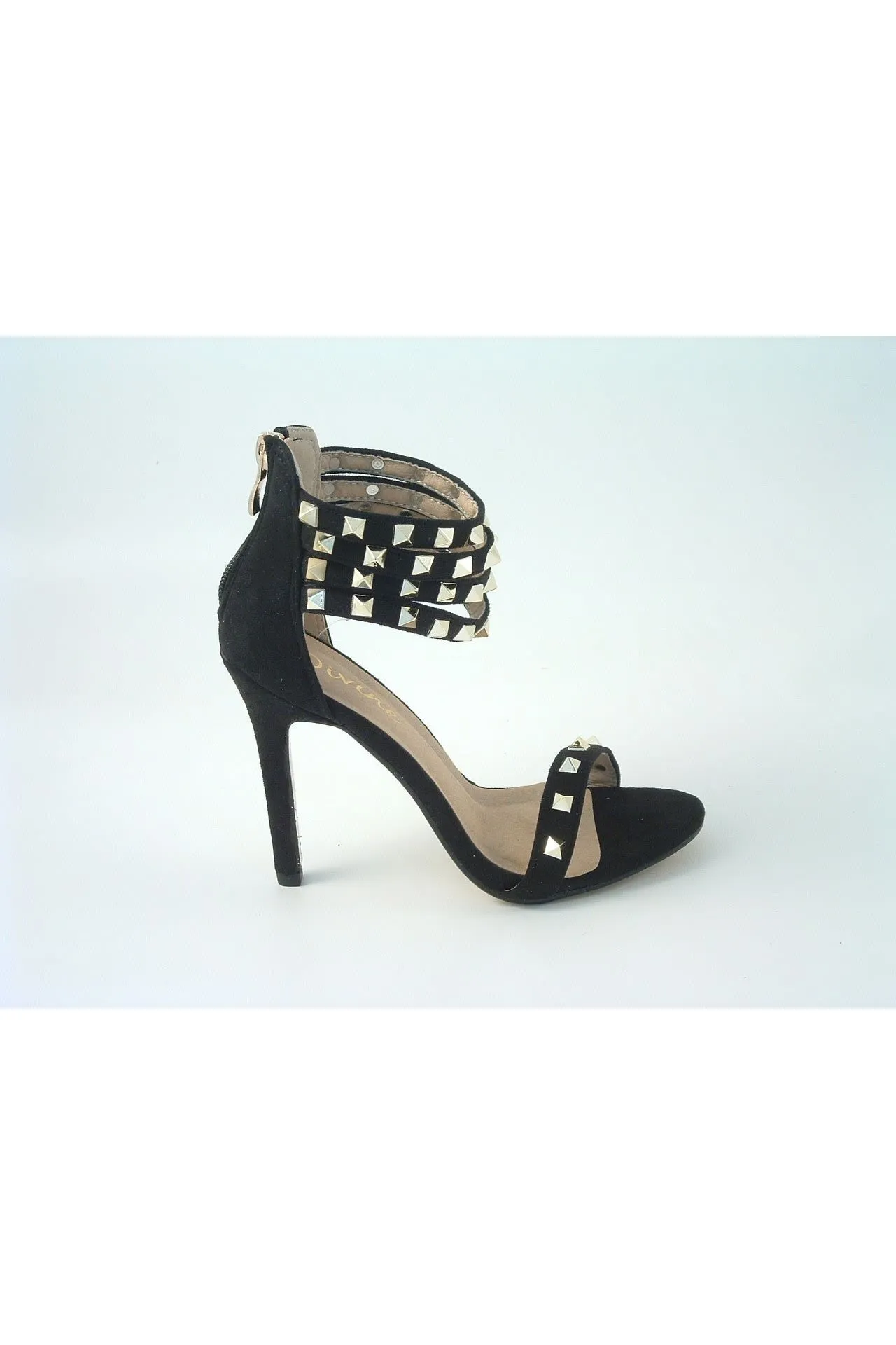 Glitz Shoes Rockstar Studded Strap Heeled Sandal