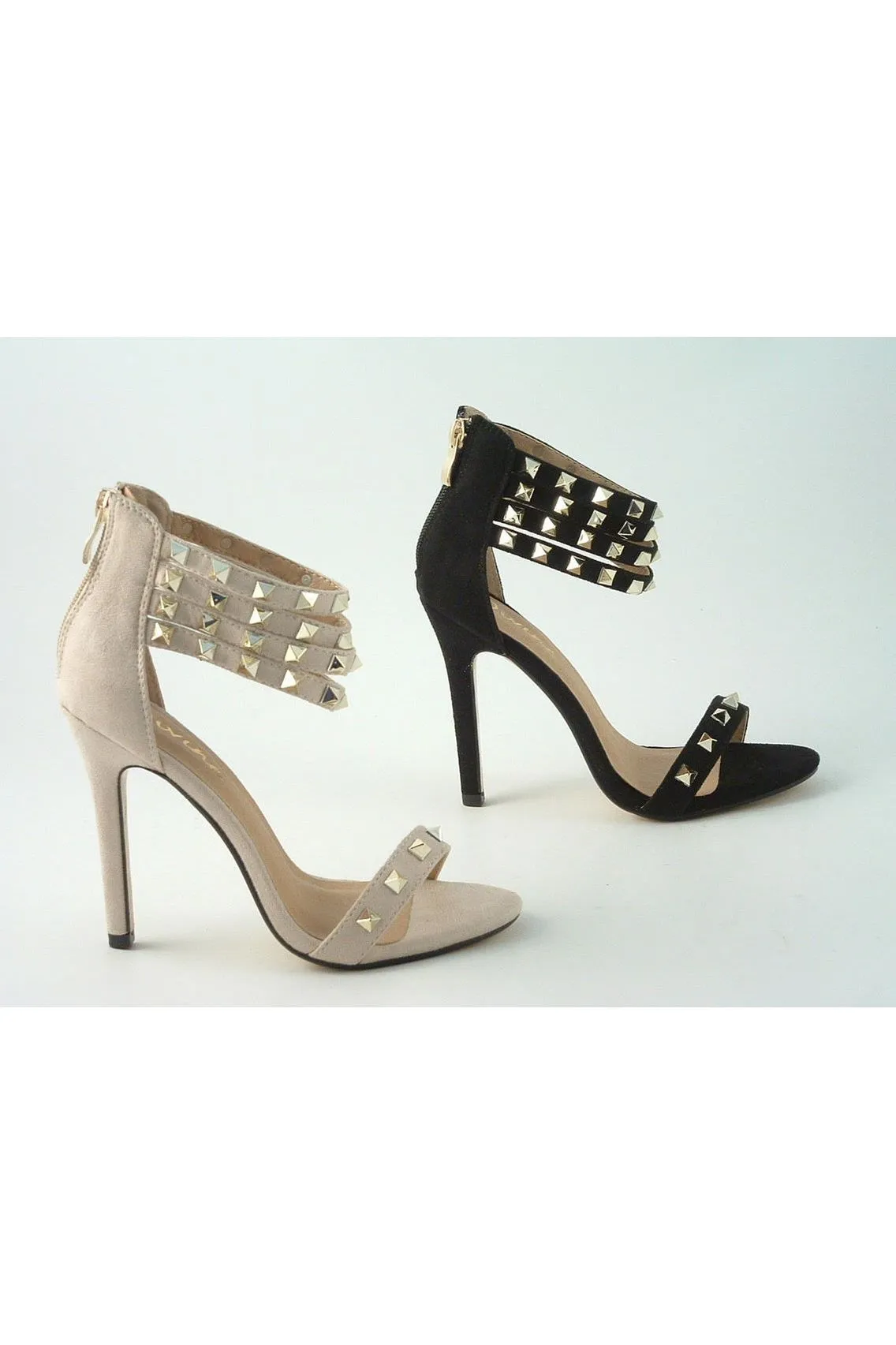 Glitz Shoes Rockstar Studded Strap Heeled Sandal