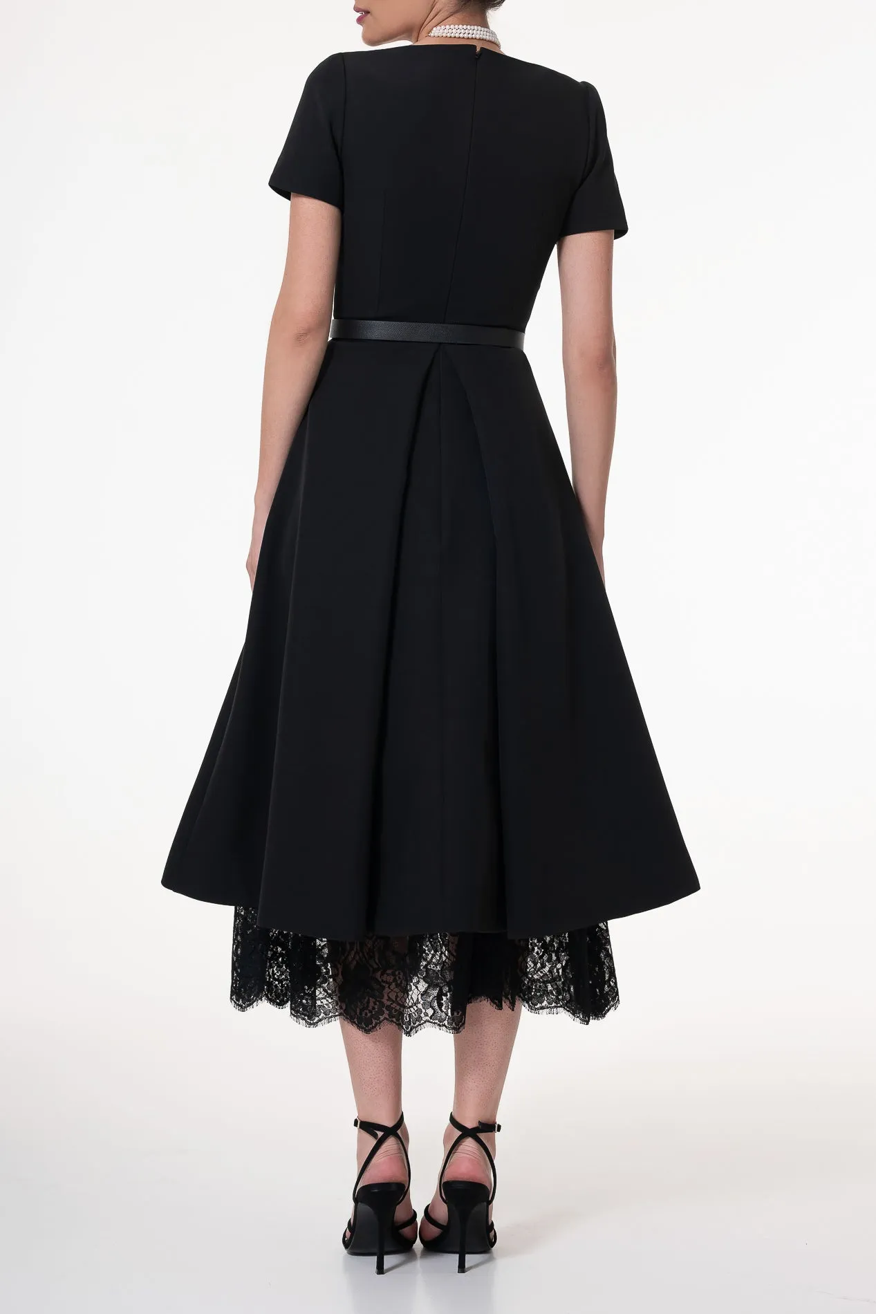 Grace Crepe Midi Dress in Black