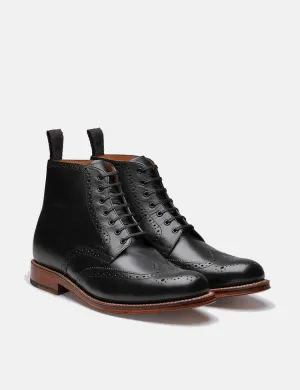 Grenson Alfred Calf Brogue Derby Boot (Leather) - Black