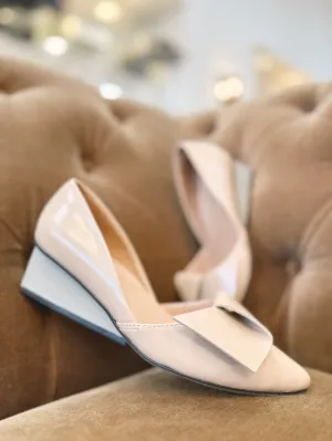 Half Bow Square Wedge - Nude