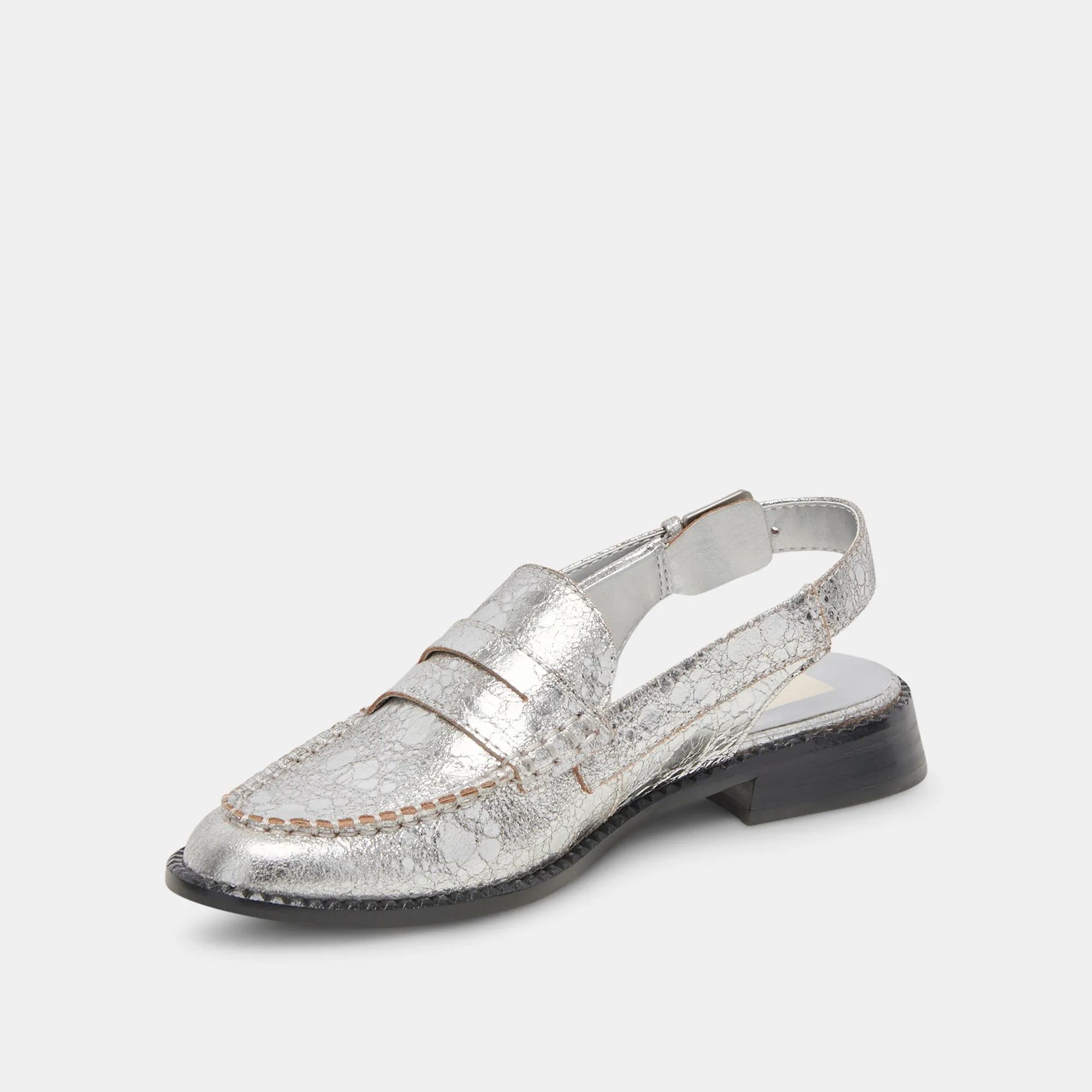 HARDI LOAFERS SILVER CRACKLED LEATHER