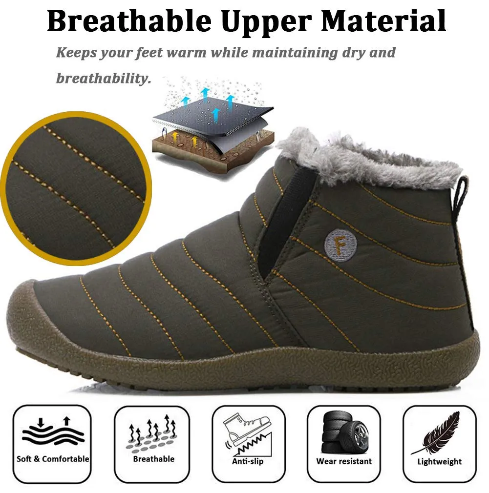 Herren Slip On Ankle Booties Anti-Rutsch-Wasserbeständige Pelzgefütterte Schneeschuhe Outdoor-Sneakers