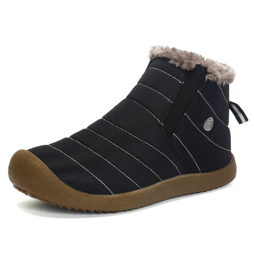 Herren Slip On Ankle Booties Anti-Rutsch-Wasserbeständige Pelzgefütterte Schneeschuhe Outdoor-Sneakers