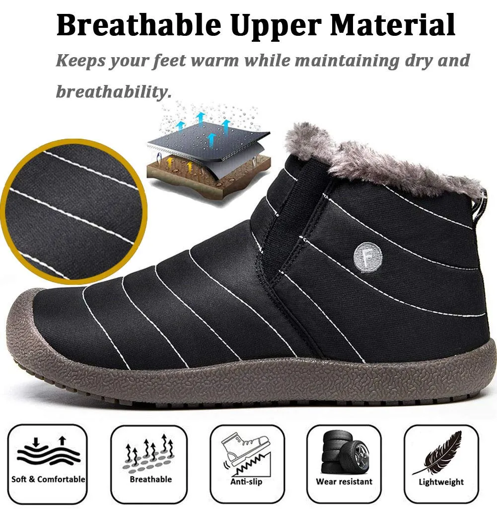 Herren Slip On Ankle Booties Anti-Rutsch-Wasserbeständige Pelzgefütterte Schneeschuhe Outdoor-Sneakers