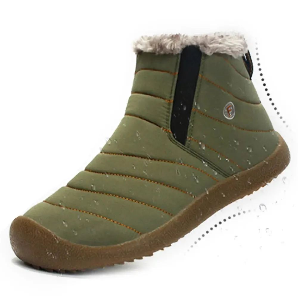 Herren Slip On Ankle Booties Anti-Rutsch-Wasserbeständige Pelzgefütterte Schneeschuhe Outdoor-Sneakers