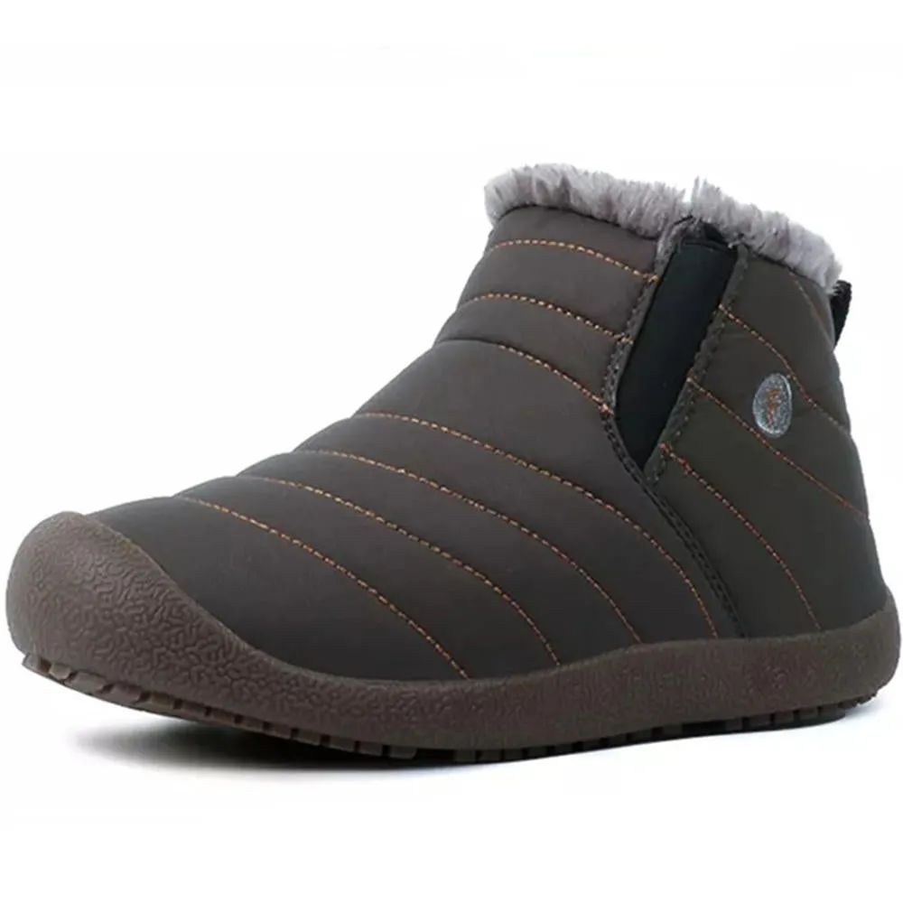 Herren Slip On Ankle Booties Anti-Rutsch-Wasserbeständige Pelzgefütterte Schneeschuhe Outdoor-Sneakers